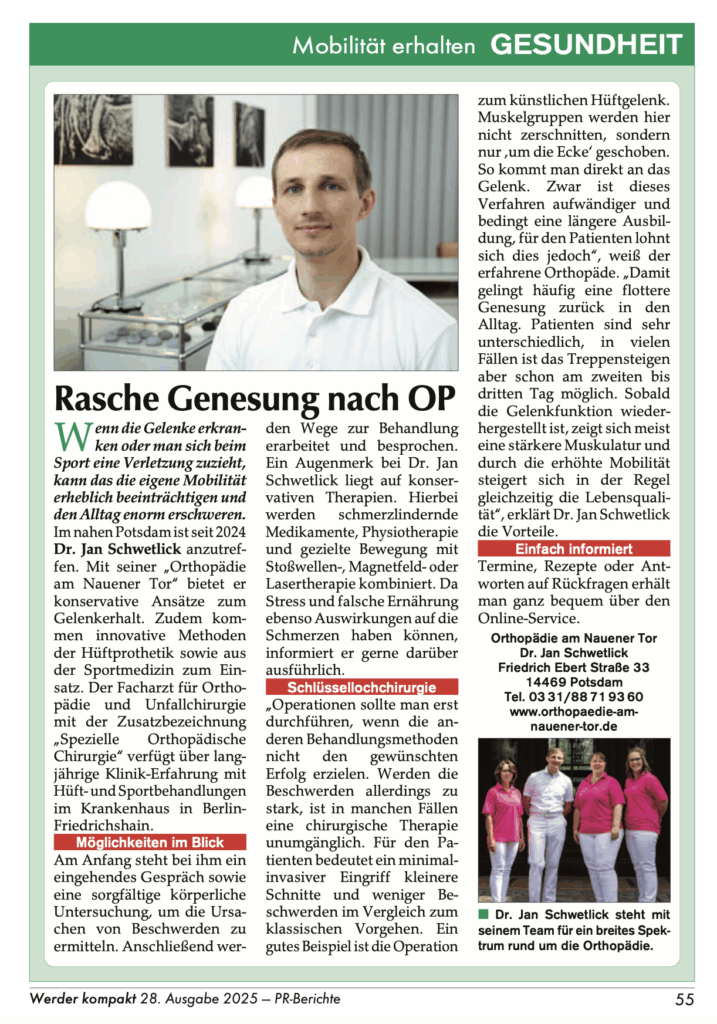 Minimalinvasive Orthopädie in Potsdam – Dr. Jan Schwetlick im Fokus